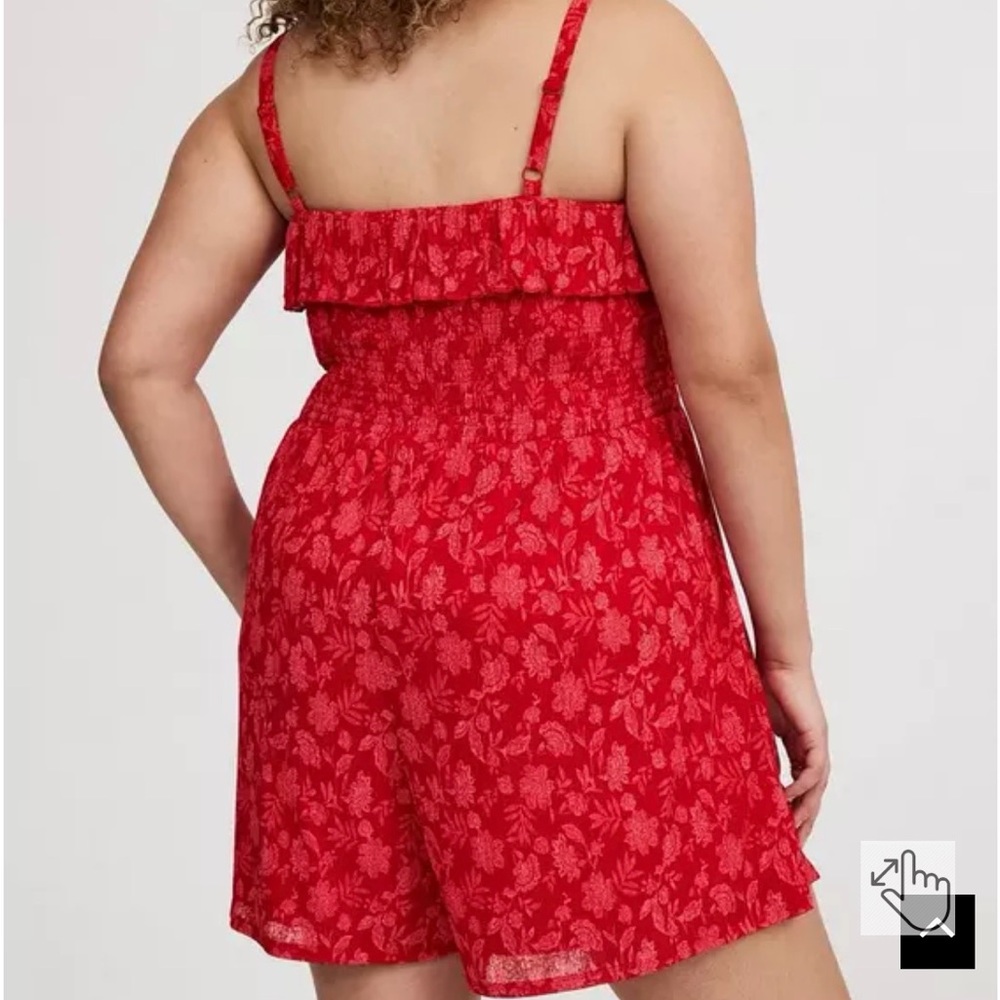 Women’s Floral Red Ruffle Romper
